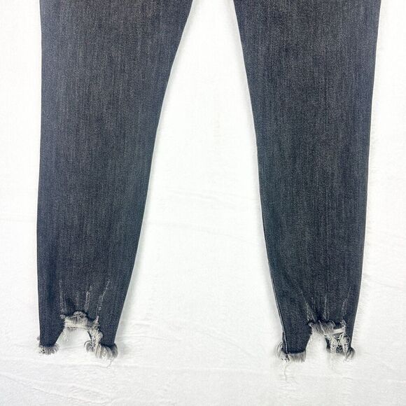 Judy Blue Button Fly Skinny Jeans Size 15/32 Black Distressed Raw Chewed Hem - Picture 6 of 8